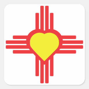 zia symbol with heart square sticker