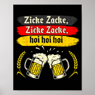 Zicke zacke hoi lederhosen drinking beer party poster