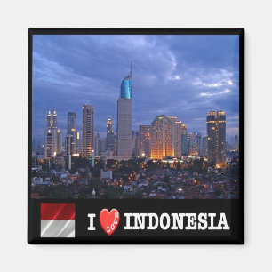 zID016 I Love JAKART skyline, Indonesia, Fridge Magnet