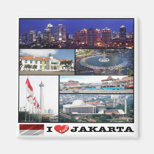 zID017 i love JAKAR collage, Indonesia, Fridge Magnet