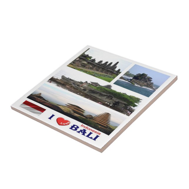 zID022 i love BALI collage, Indomesia Asia, Tile (Side)