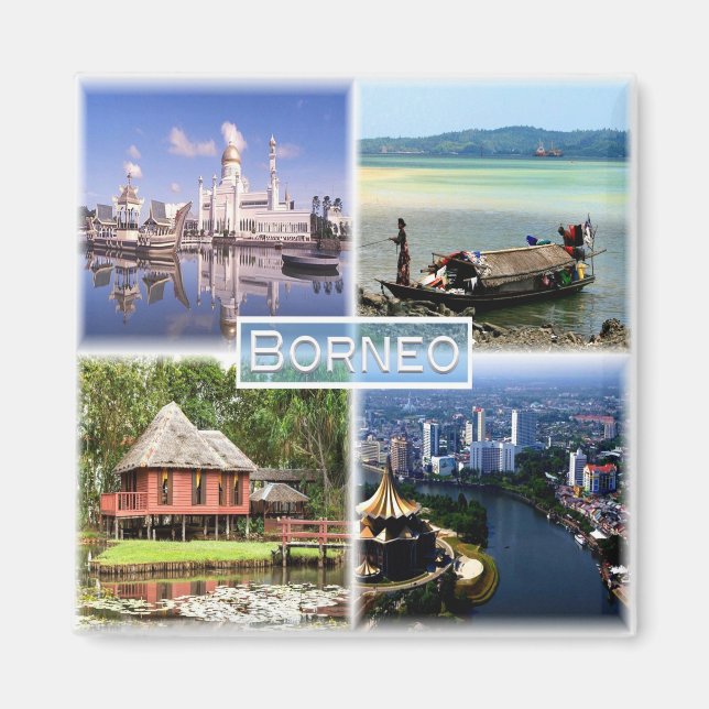 zID027 BORNEO Mosque Omar Ali, Indonesia, Fridge Magnet (Front)