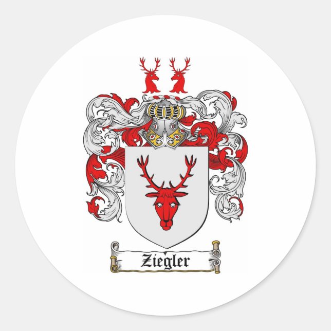 Ziegler Coat of Arms / Ziegler Family Crest Classic Round Sticker (Front)