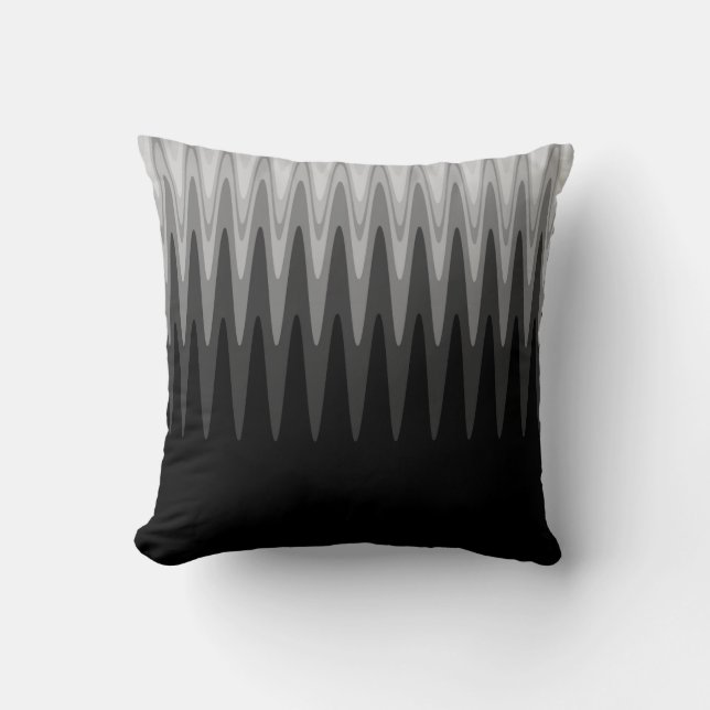 Zig Zag Black Grey Pattern Throw Pillow (Front)