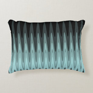 Zig Zag Black Teal Grey Pattern Accent Pillow