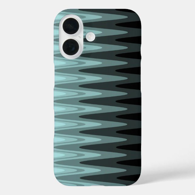 Zig Zag Black Teal Grey Pattern Case-Mate iPhone Case (Back)