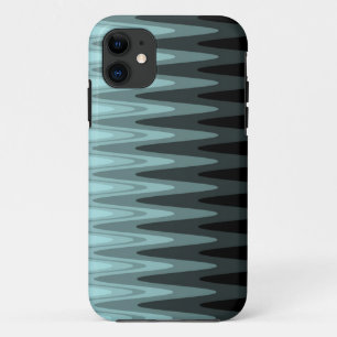 Zig Zag Black Teal Grey Pattern iPhone 11 Case