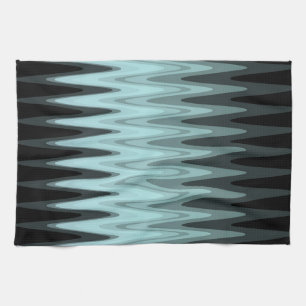 Zig Zag Black Teal Grey Pattern Kitchen Towel