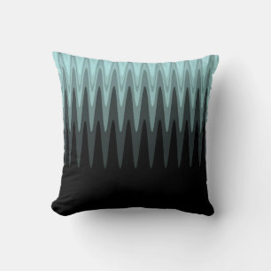 Zig Zag Black Teal Grey Pattern Throw Pillow