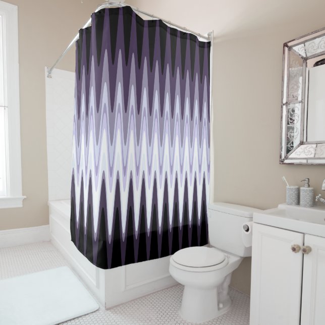 Zig Zag Black White Grey Dark Purple Beige Pattern (In Situ)