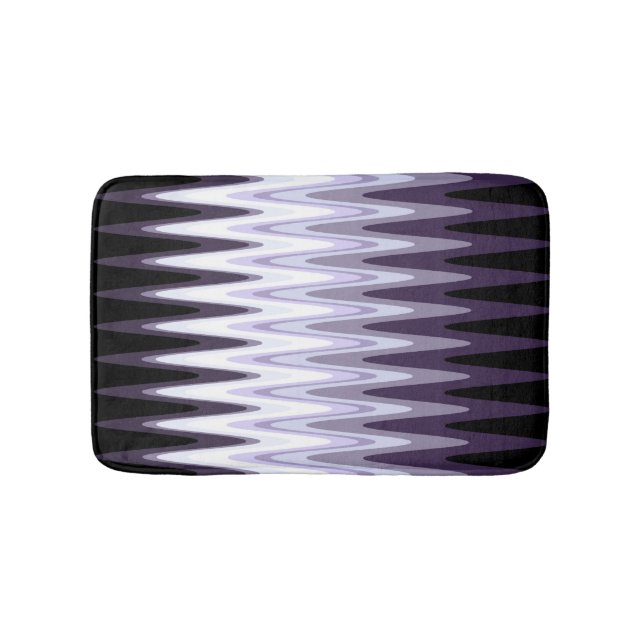 Zig Zag Black White Grey Dark Purple Beige Pattern Bath Mat (Front)