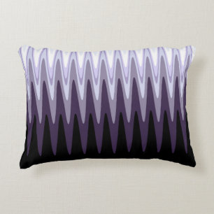 Zig Zag Black White Grey Dark Purple Beige Pattern Decorative Pillow