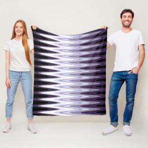 Zig Zag Black White Grey Dark Purple Beige Pattern Fleece Blanket