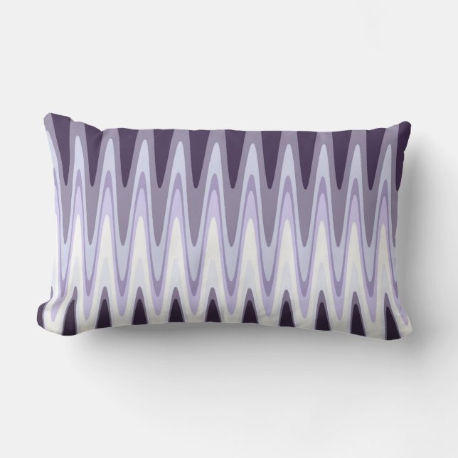 Zig Zag Black White Grey Dark Purple Beige Pattern Lumbar Pillow (Front)