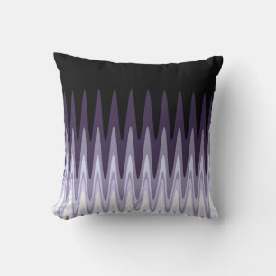 Zig Zag Black White Grey Dark Purple Beige Pattern Throw Pillow