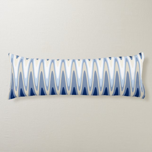 Zig Zag Black White Grey Navy Blue Beige Pattern Body Pillow (Front)