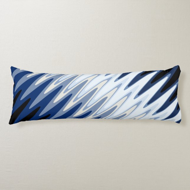 Zig Zag Black White Grey Navy Blue Beige Pattern  Body Pillow (Front)
