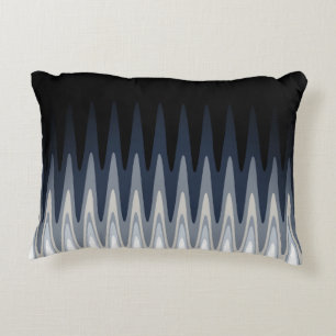 Zig Zag Black White Grey Navy Blue Beige Pattern Decorative Pillow