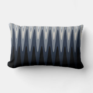Zig Zag Black White Grey Navy Blue Beige Pattern Lumbar Pillow