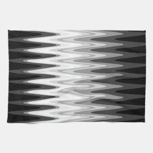 Zig Zag Black White Grey Pattern Kitchen Towel