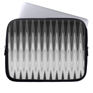 Zig Zag Black White Grey Pattern Laptop Sleeve