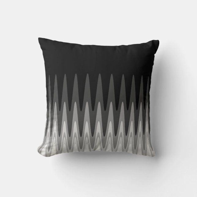 Zig Zag Black White Grey Pattern Throw Pillow (Front)