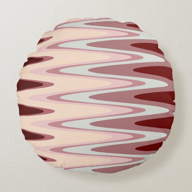 Zig Zag Burgundy Red Grey Pattern Throw Pillow (Front)