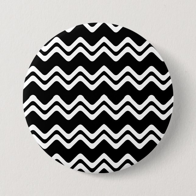 Zig Zag Dual Coloured Line Pattern 3 Inch Round Button (Front)