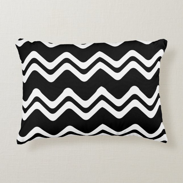 Zig Zag Dual Coloured Line Pattern Accent Pillow (Front)