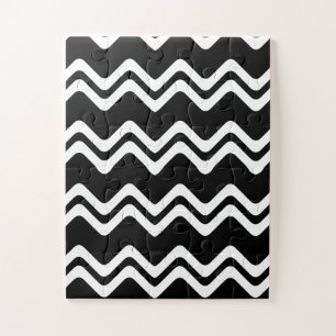 Zig Zag Dual Coloured Line Pattern Jigsaw Puzzle