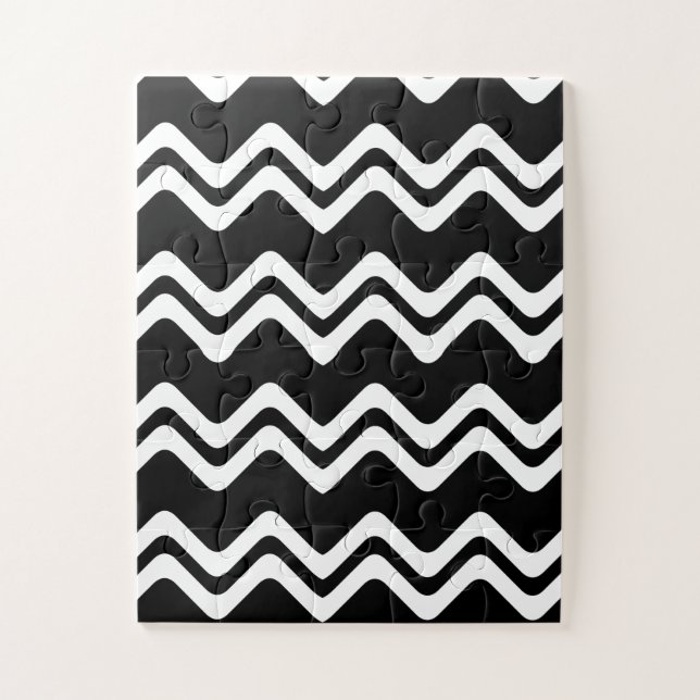 Zig Zag Dual Coloured Line Pattern Jigsaw Puzzle (Vertical)