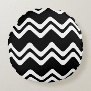 Zig Zag Dual Coloured Line Pattern Round Pillow