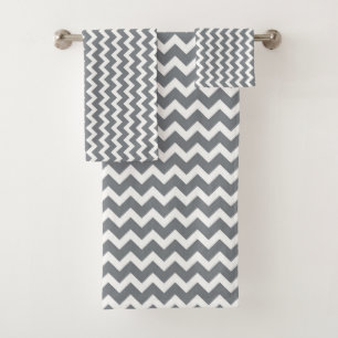 ZIG ZAG - GREY & WHITE BATH TOWEL SET