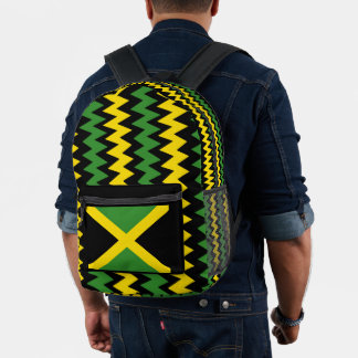 Zig Zag Jamaican Flag Design Printed Backpack