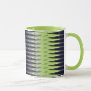 Zig Zag Lime Green Black White Grey Pattern Mug