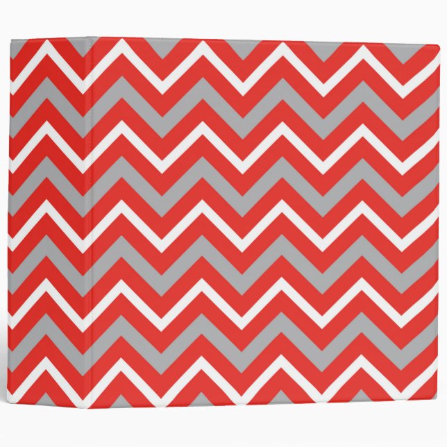 Zig Zag Lines Red White Gray Creative Stripes Binder (Front/Spine)