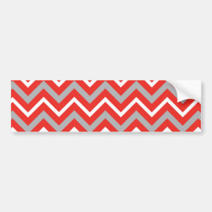Zig Zag Lines Red White Grey Creative Stripes Bumper Sticker