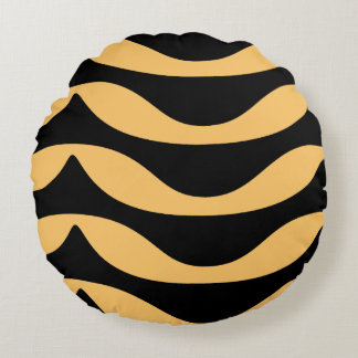 Zig zag lines with gold pattern round pillow