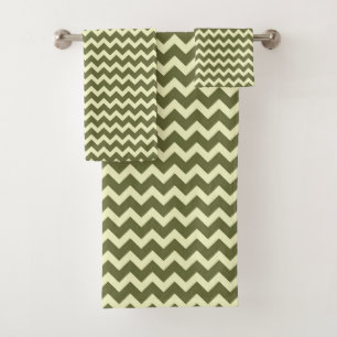 ZIG ZAG - OLIVE & CREAM BATH TOWEL SET
