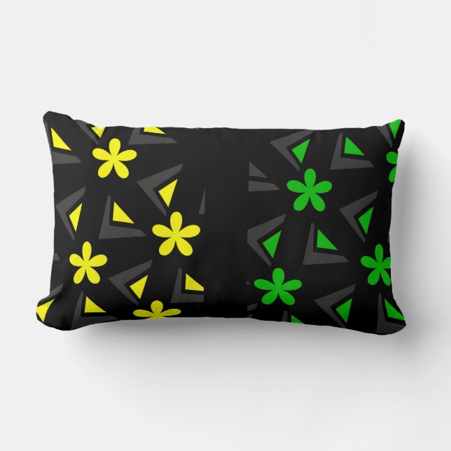 Zig zag pattern with flowers lumbar pillow (Front)