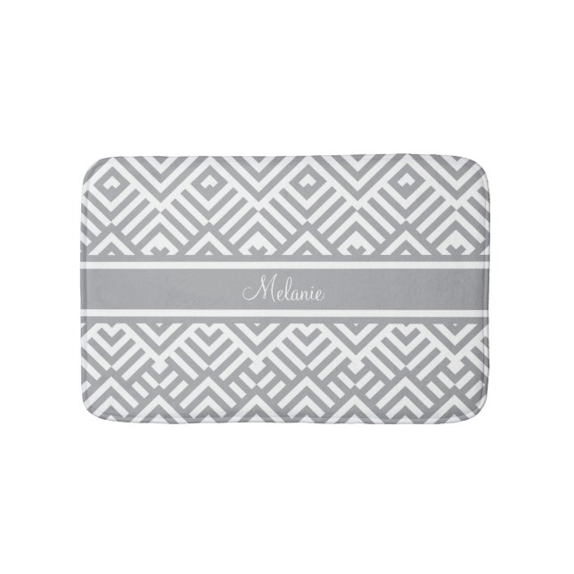 Zig zag pattern with name bath mat (Front)