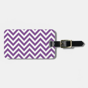 Zig Zag Purple and white striped Template Pattern Luggage Tag