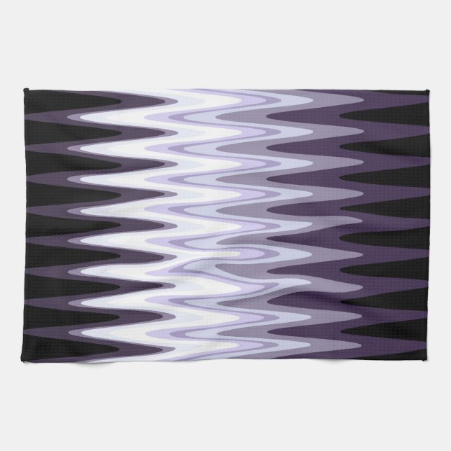 Zig Zag Purple White Grey Pattern Kitchen Towel (Horizontal)