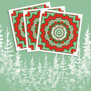 Zig Zag Red/Green Christmas Party Paper Napkin