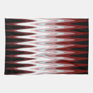 Zig Zag Rouge Blanc Gris Motif Serviette de cuisin