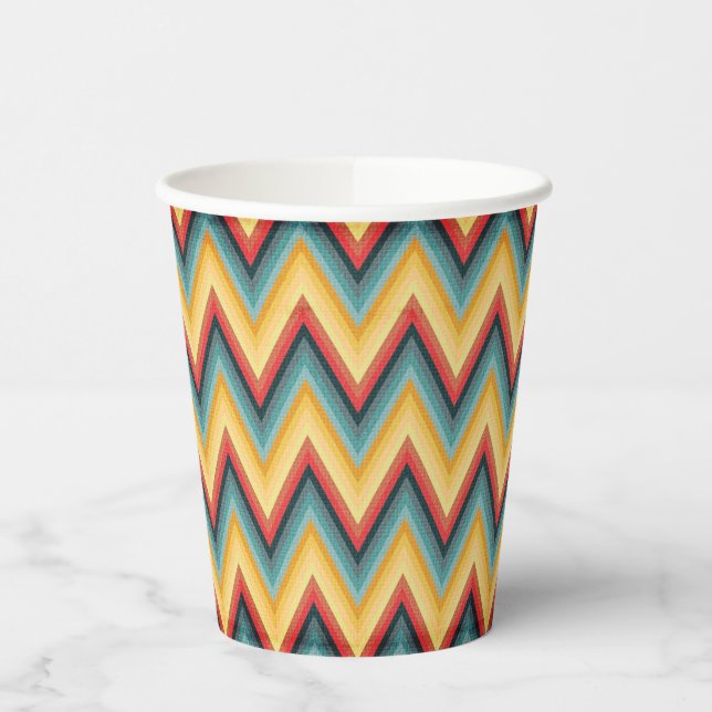 Zig Zag Striped Background 2 Paper Cups (Left)