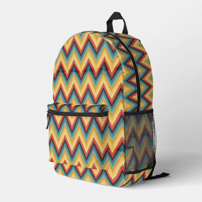 Zig Zag Striped Background 2 Printed Backpack (Back Corner Right)