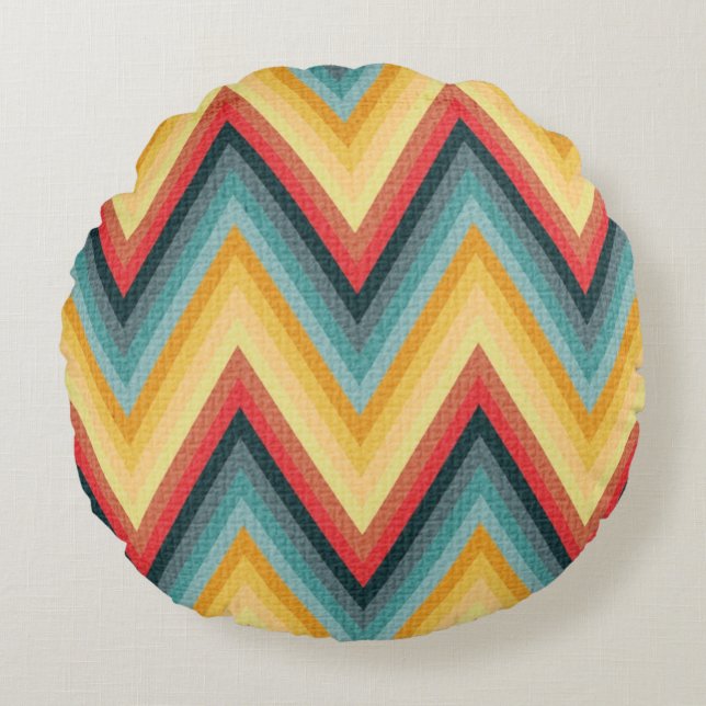 Zig Zag Striped Background 2 Round Pillow (Front)