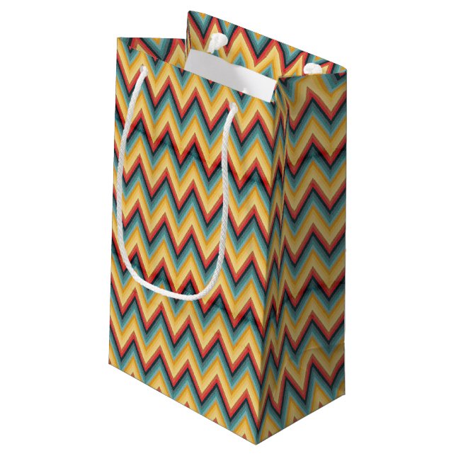 Zig Zag Striped Background 2 Small Gift Bag (Back Angled)