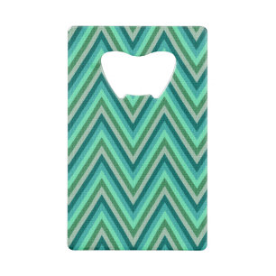 Zig Zag Striped Background Credit Card Bottle Opener